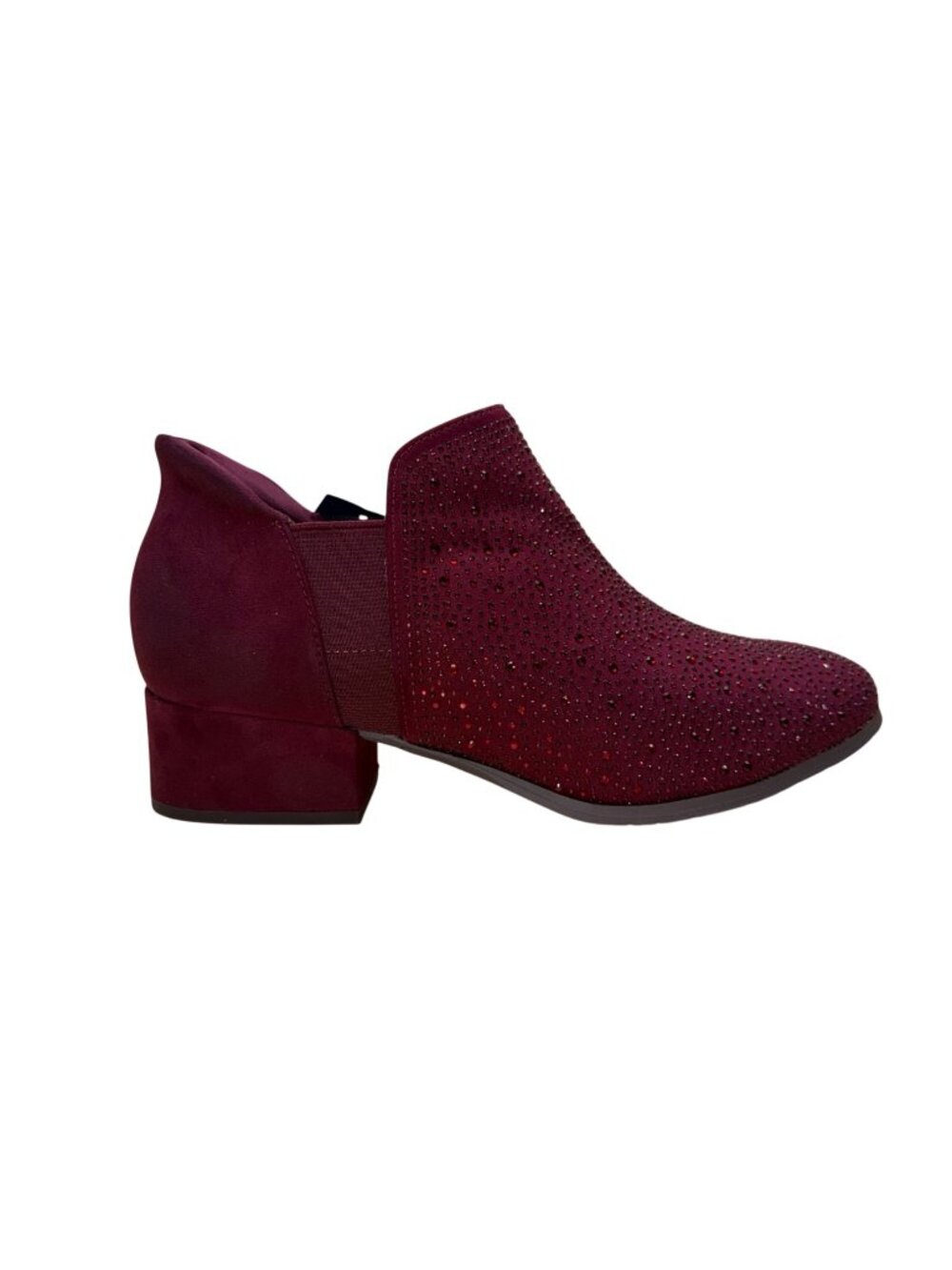 Kenneth Cole Women’s Burgundy Rhinestone Studded Sandra Block Heel Boots Sz 10W
